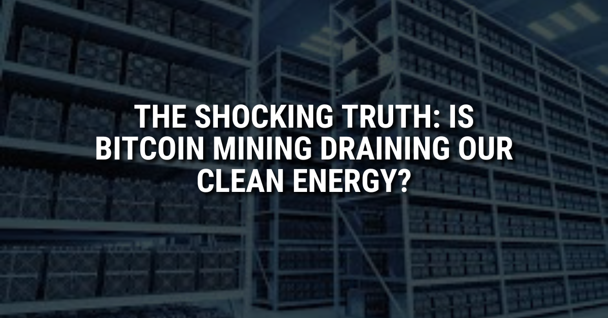 Cryptocurrency mining rigs using massive electricity, impacting clean energy sources.